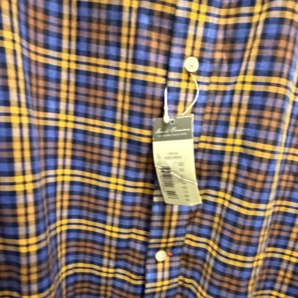 Daniel Cremieux Signature Collection Plaid Shirt Mens XXL Blue Gold Non-Iron NEW - Picture 10 of 15